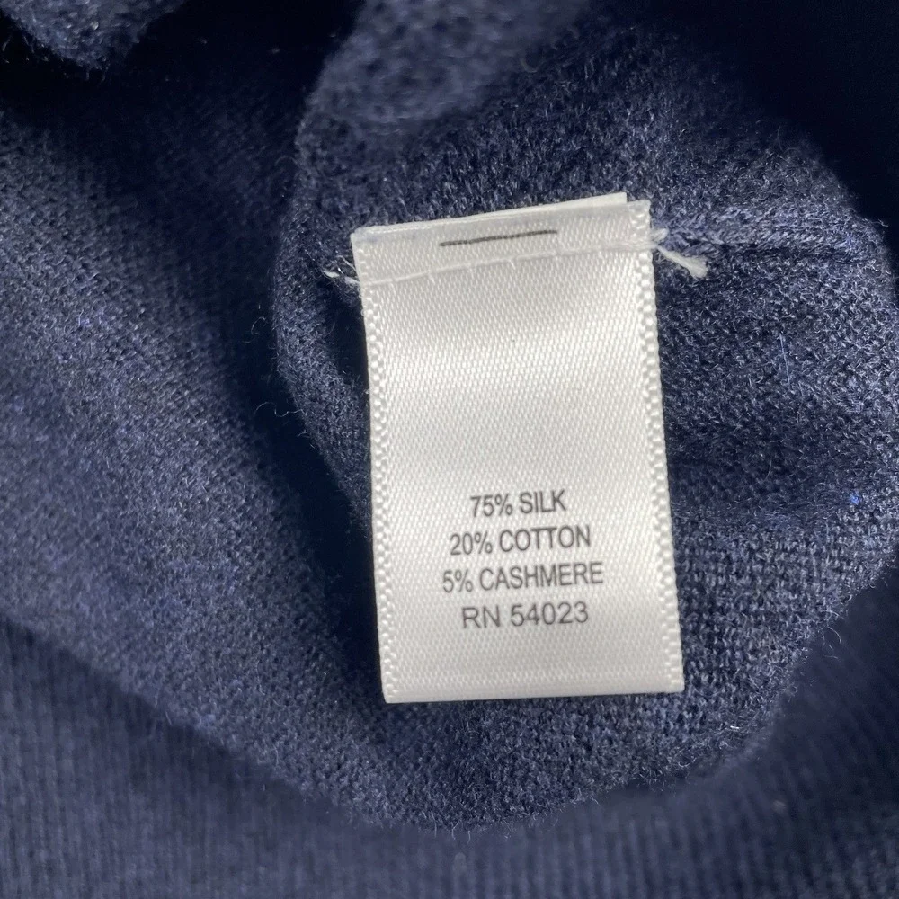 Banana Republic Sweater Mens M Blue Argyle Full Zip Luxury Silk Cotton Cashmere